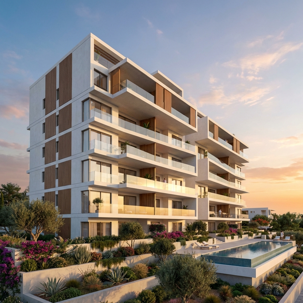 Nicosia skyline at sunset